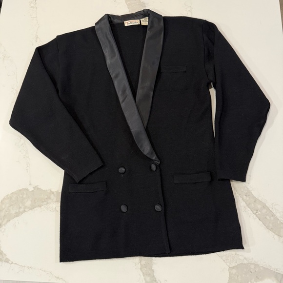 Talbots Jackets & Blazers - Vintage Talbots 100% Merino Wool Blazer Jacket Womens Small Black Career Classic